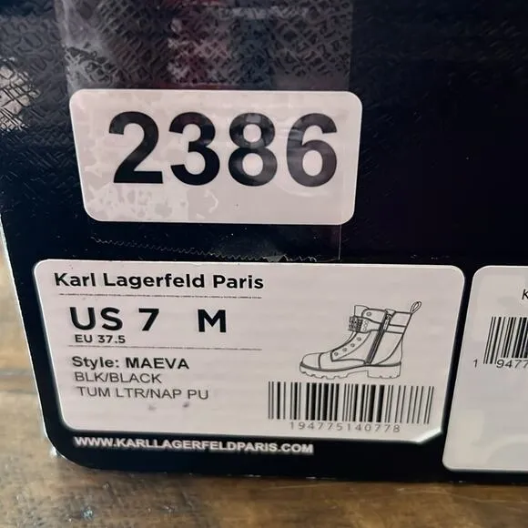 Karl Lagerfeld Maeva Leather Moto Ankle Boots Embellished Straps NEW Size 7