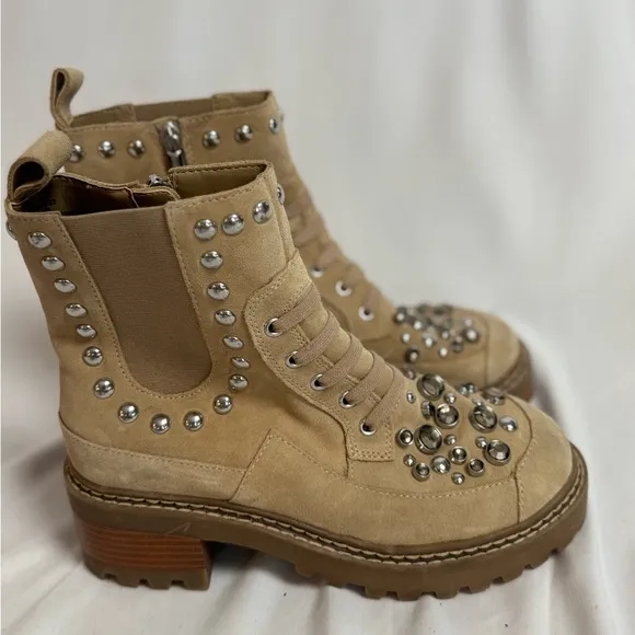 Karl Lagerfeld Paris Women's Breck Studded Booties Tan  Size 6 Ankle Boots