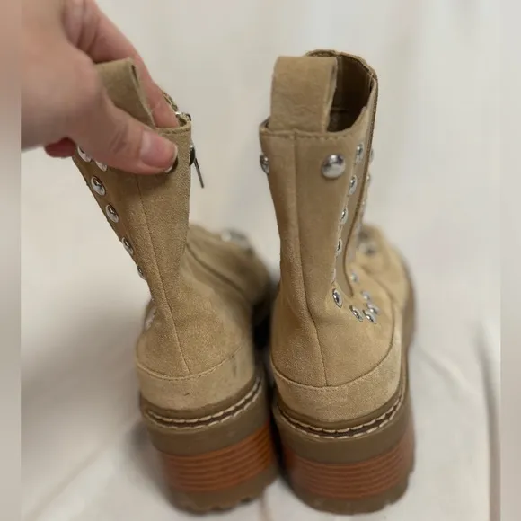 Karl Lagerfeld Paris Women's Breck Studded Booties Tan  Size 6 Ankle Boots