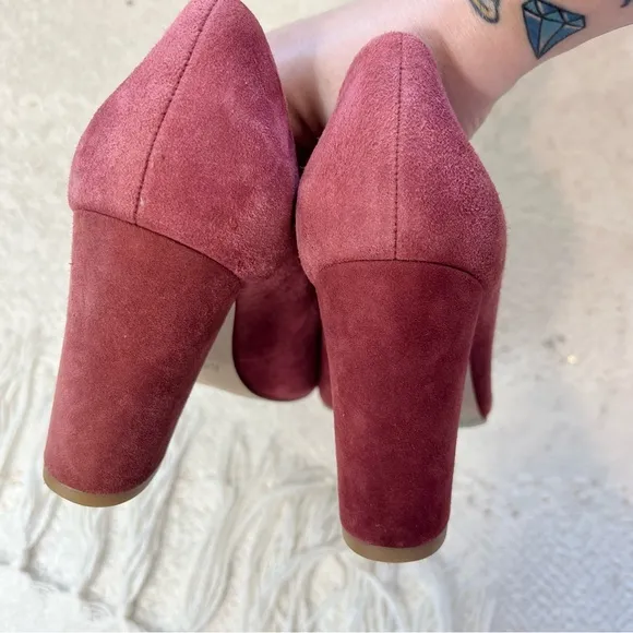 Kate Spade Heels Dark Pink/Mauve Suede Bow Block Heel Dress Shoes 8.5