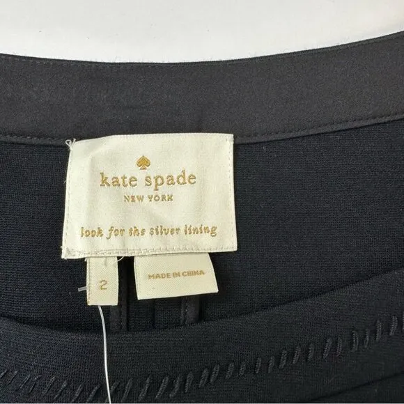 Kate Spade Women's NWT Black Arlen All Aboard Drop Waist Designer Dress 2/C31