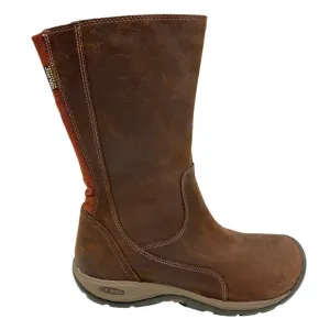 Keen Presidio II Brown Leather Boots Size 7 Wide Side Zip Waterproof Outdoor