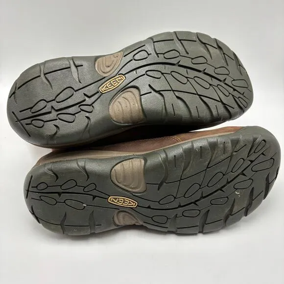Keen Presidio II Brown Leather Boots Size 7 Wide Side Zip Waterproof Outdoor