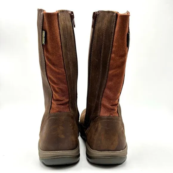 Keen Presidio II Brown Leather Boots Size 7 Wide Side Zip Waterproof Outdoor