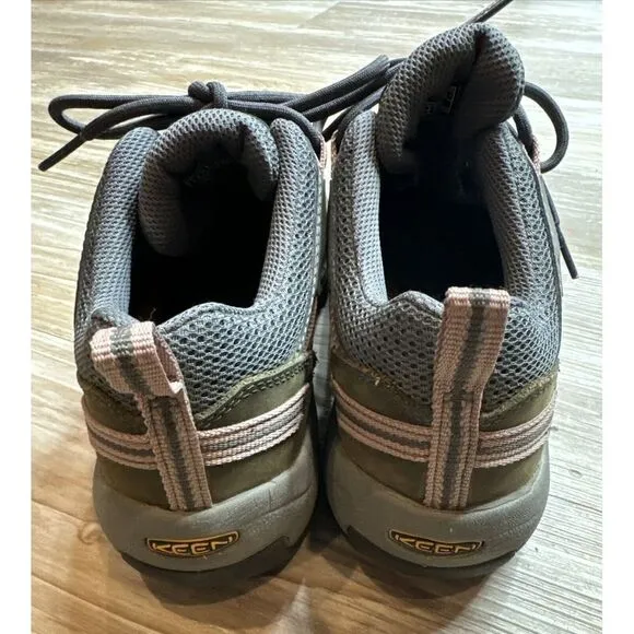 Keen Steens Vent Hiking Shoes Womens 8.5 Gray Pink Leather Lace Up Outdoor