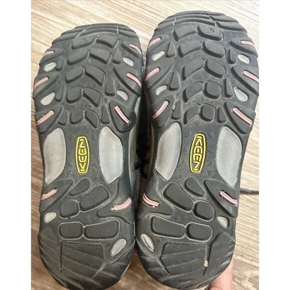 Keen Steens Vent Hiking Shoes Womens 8.5 Gray Pink Leather Lace Up Outdoor