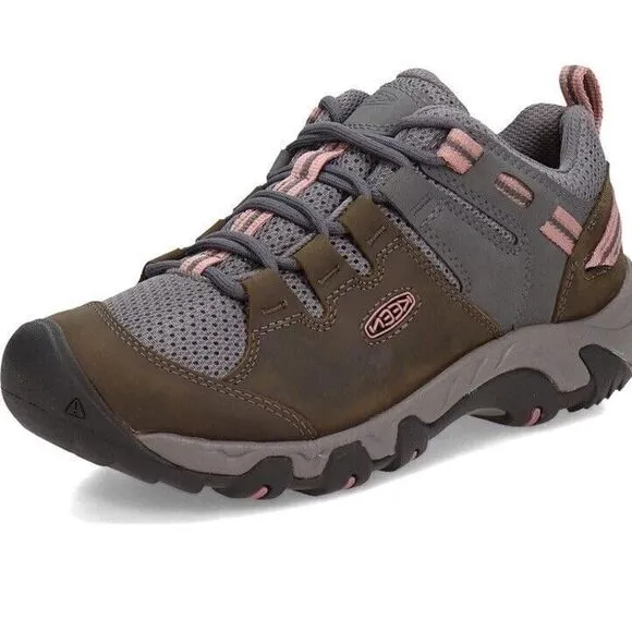 Keen Steens Vent Hiking Shoes Womens 8.5 Gray Pink Leather Lace Up Outdoor