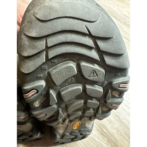 Keen Steens Vent Hiking Shoes Womens 8.5 Gray Pink Leather Lace Up Outdoor
