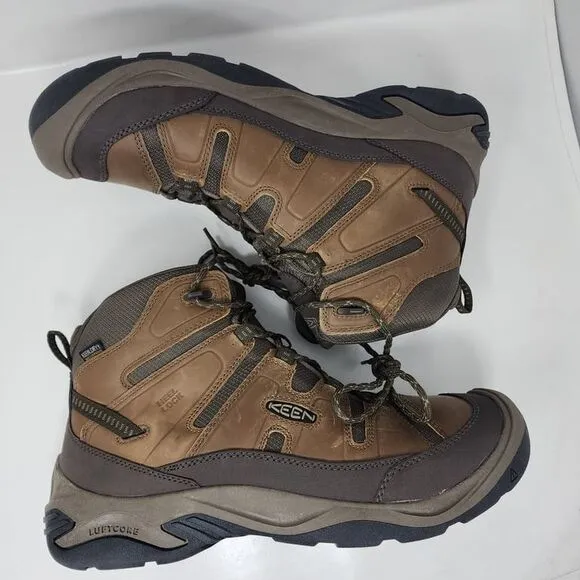 Keen Waterproof Boots Mens 14 Brown Circadia Mid Hiking Work Leather Shoes