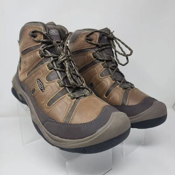 Keen Waterproof Boots Mens 14 Brown Circadia Mid Hiking Work Leather Shoes