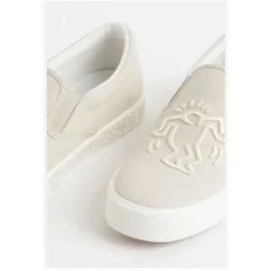 Keith haring graffiti slip on canvas sneakers shoes dancing man logo mens 10