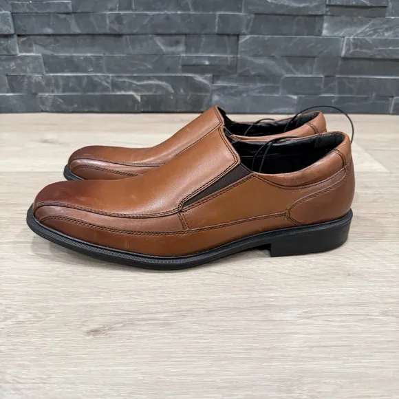 KENNETH COLE NY - NWT Men's Caramel Brown Len Leather Slip-On Shoes Size 10.5
