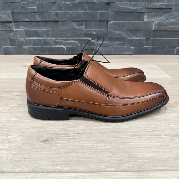 KENNETH COLE NY - NWT Men's Caramel Brown Len Leather Slip-On Shoes Size 10.5