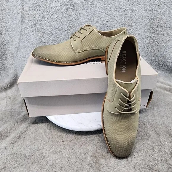 Kenneth Cole Shoes Mens Size 8 Reaction Curtis Buck Taupe Lace Up *NWT*