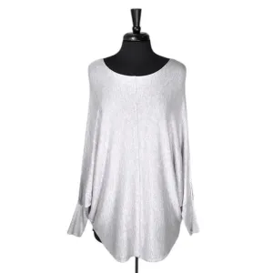 Kerisma Women's Ryu Sweater Gray Cashmere Blend Dolman Sleeve Knit Pullover S/M