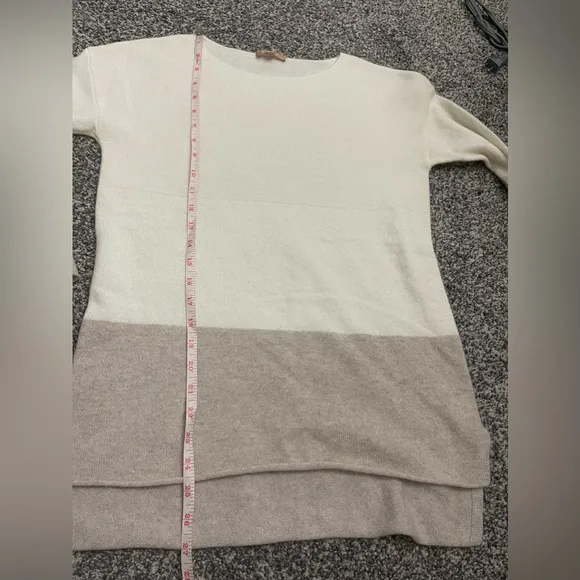 Kier &amp; J New Cream Colorblock Boat neck Pullover sweater Tunic S Minimalist