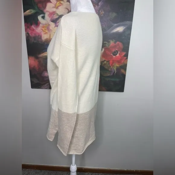 Kier &amp; J New Cream Colorblock Boat neck Pullover sweater Tunic S Minimalist