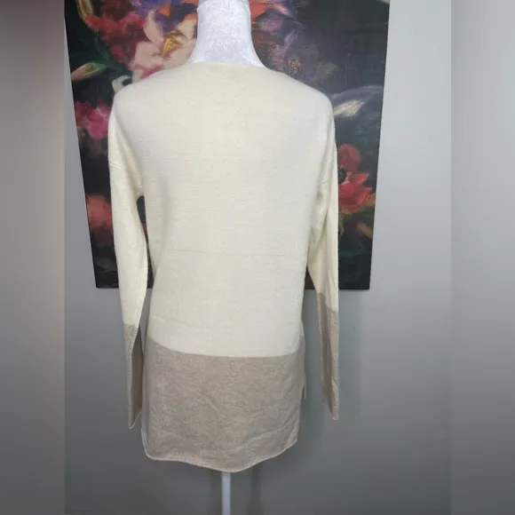 Kier &amp; J New Cream Colorblock Boat neck Pullover sweater Tunic S Minimalist