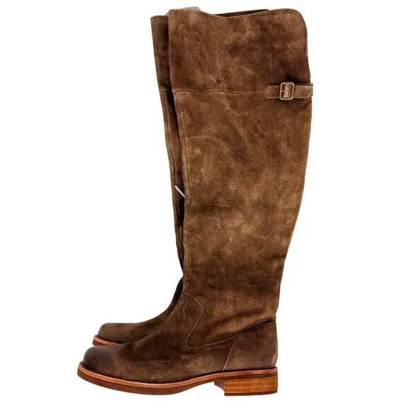 KORK-EASE Addison 6.5M Rust Tobacco Distressed Over Knee Suede Riding Boot Brown