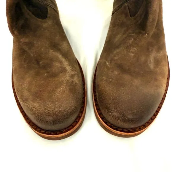 KORK-EASE Addison 6.5M Rust Tobacco Distressed Over Knee Suede Riding Boot Brown