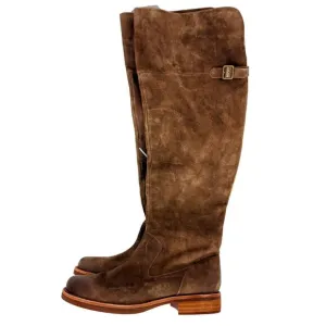 KORK-EASE Addison 6.5M Rust Tobacco Distressed Over Knee Suede Riding Boot Brown