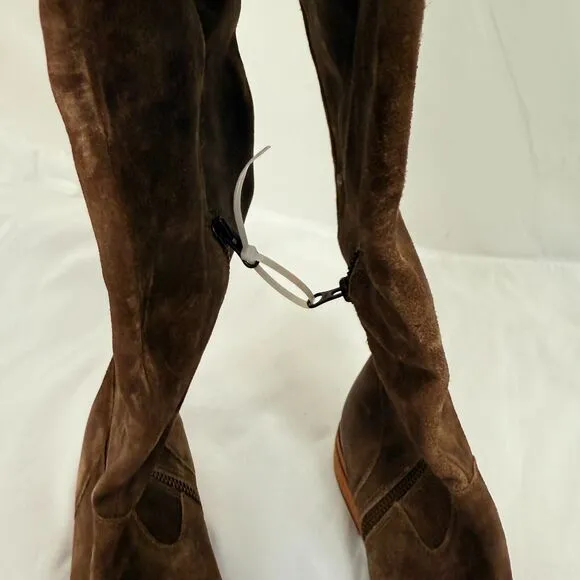 KORK-EASE Addison 6.5M Rust Tobacco Distressed Over Knee Suede Riding Boot Brown