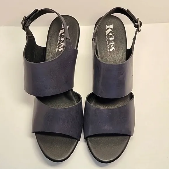 Korks Kork-Ease Annaleigh Wedge Sandal Leather Blue Adjustable Sling Back 12