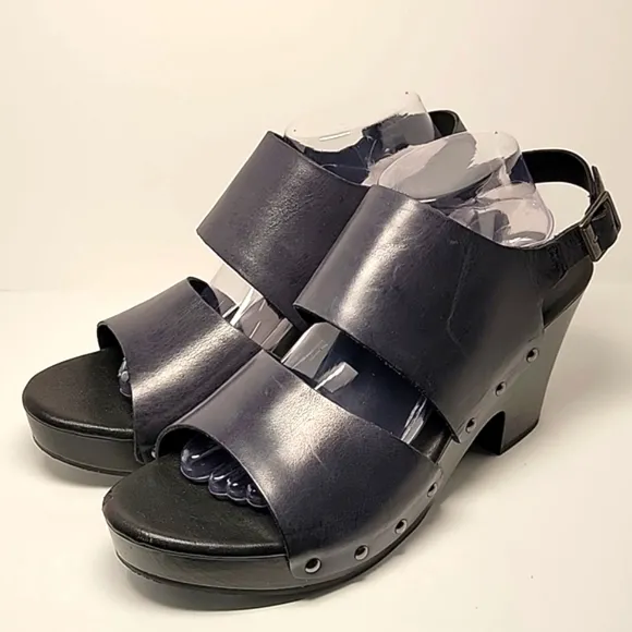 Korks Kork-Ease Annaleigh Wedge Sandal Leather Blue Adjustable Sling Back 12