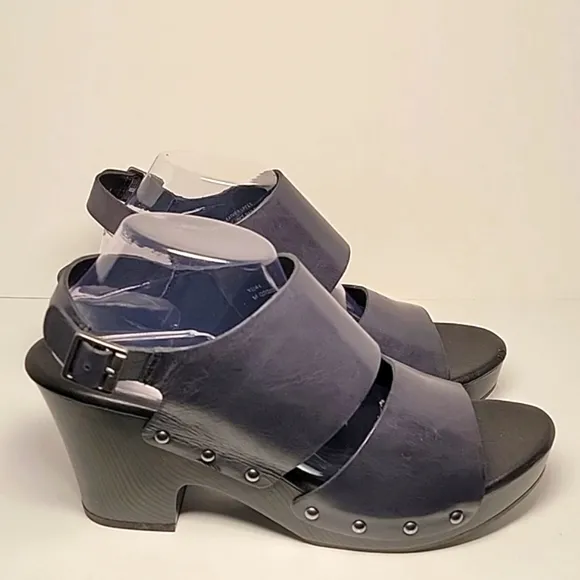 Korks Kork-Ease Annaleigh Wedge Sandal Leather Blue Adjustable Sling Back 12