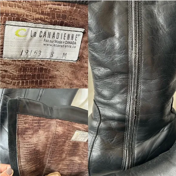 La Canadienne Black leather knee-high boots size 8.