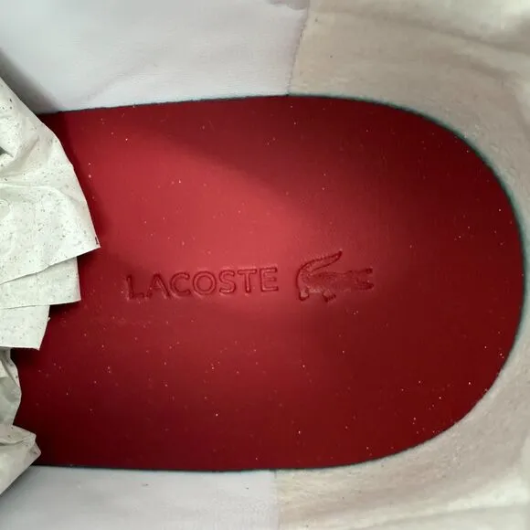 Lacoste Mens Sneaker Size 9 Carnaby EVO Leather white red tennis shoes ortholite