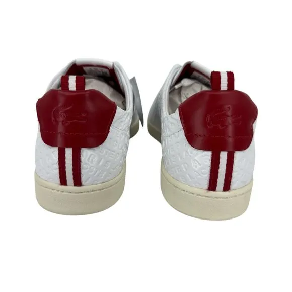 Lacoste Mens Sneaker Size 9 Carnaby EVO Leather white red tennis shoes ortholite