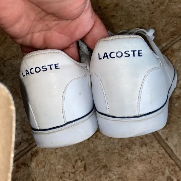 lacoste sport flat sneakers white  leather