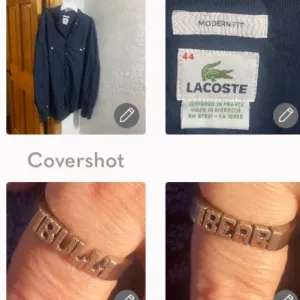 Lacoste🐊button-up 5 logo shirt 44 modern fit 925 BULL - BEAR RING sz10