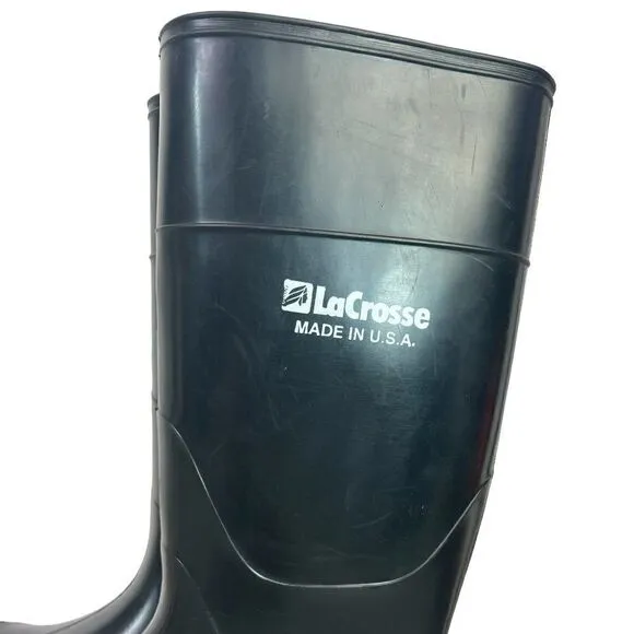 LaCrosse Black Rubber Rain Work Boots, Made in the USA, Men’s Size 9