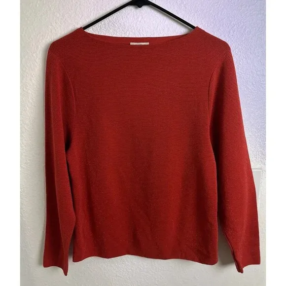 Lafayette 148 metallic boatneck sweater top red Size XS
