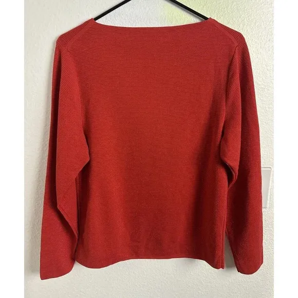 Lafayette 148 metallic boatneck sweater top red Size XS