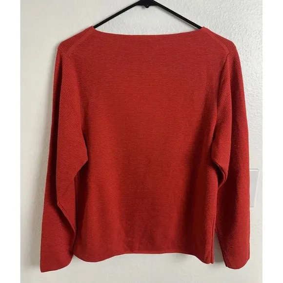 Lafayette 148 metallic boatneck sweater top red Size XS