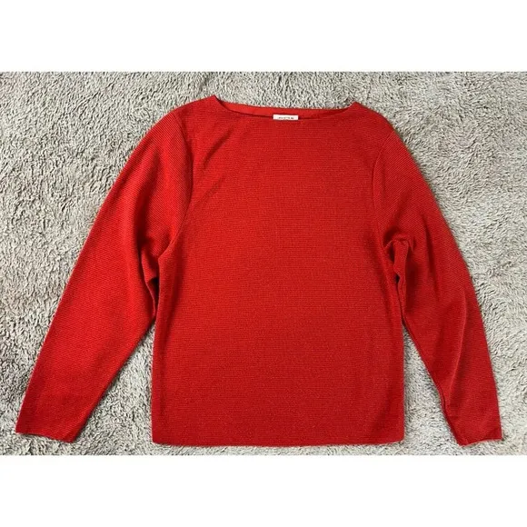 Lafayette 148 metallic boatneck sweater top red Size XS