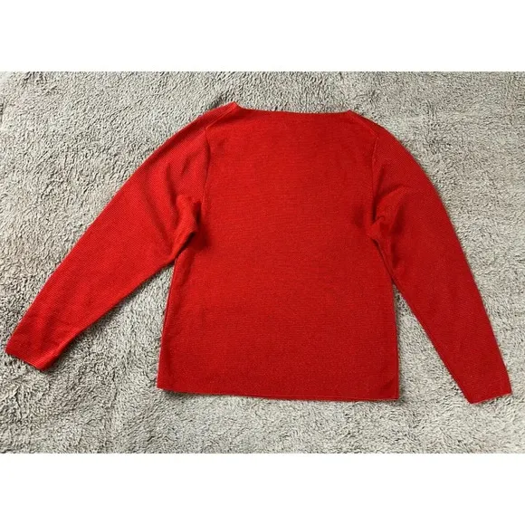 Lafayette 148 metallic boatneck sweater top red Size XS