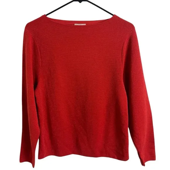 Lafayette 148 metallic boatneck sweater top red Size XS