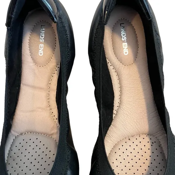 Lands End woman’s comfort elastic slip on ballet flat shoes size 8D EUC