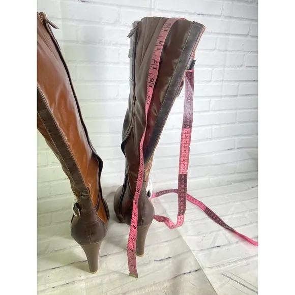 Lane Bryant Tanning Tan Brown Faux Leather Tall High Heel Riding Boots Womens 11
