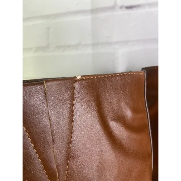 Lane Bryant Tanning Tan Brown Faux Leather Tall High Heel Riding Boots Womens 11