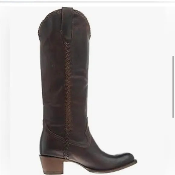 Lane Plain Jane cognac western whipstitch cowgirl cowboy knee hi Boots size 9.5