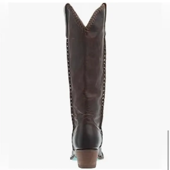 Lane Plain Jane cognac western whipstitch cowgirl cowboy knee hi Boots size 9.5