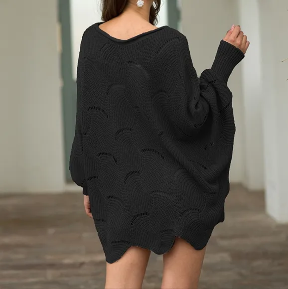 Lantern Glow Knit Top - Black