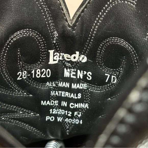 LAREDO (28-1820) BLACK / COWBOY BOOTS - MENS SIZE 7 D Men’s Work Wear
