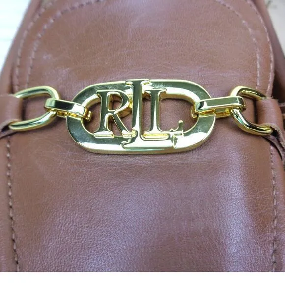 Lauren Ralph Lauren Averi Flat Leather Slip On Loafers Shoes Womens Size 7.5‎