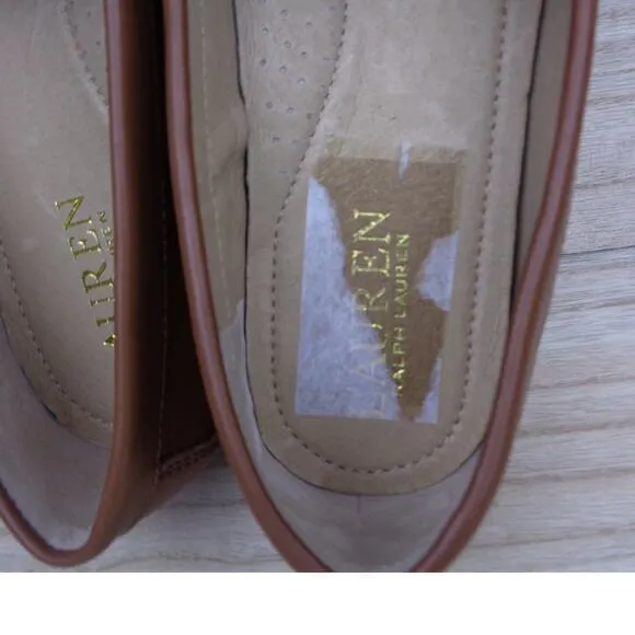 Lauren Ralph Lauren Averi Flat Leather Slip On Loafers Shoes Womens Size 7.5‎